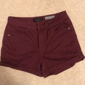 Red high waisted shorts